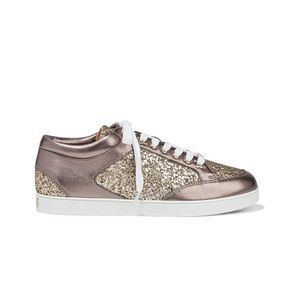 Jimmy Choo - Miami glittered metallic leather sneakers